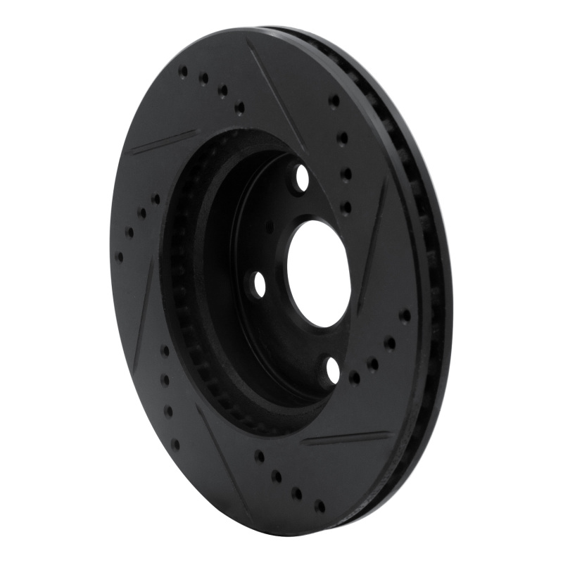 Scion IQ Brake Rotor (1) - Front Left - R1 Concepts - Drilled & Slotted - Black - `06-`19